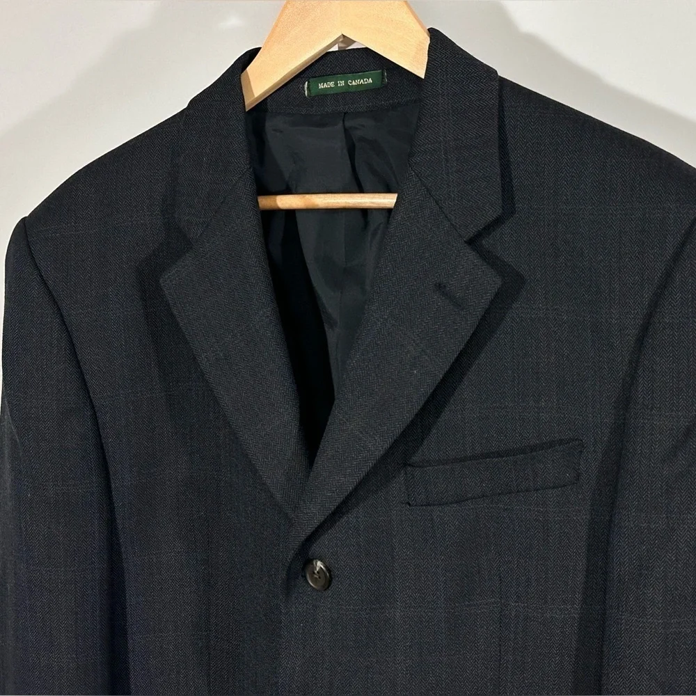 90’s LAUREN Ralph Lauren Wool Blazer Made in Canada gray Plaid 44R
